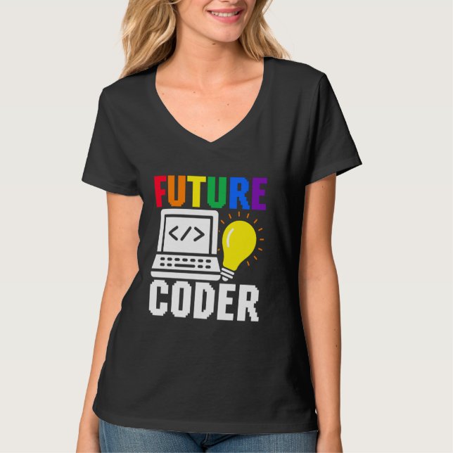 Cute Future Coder Kid's Career Computer Programmer T-Shirt (Front)