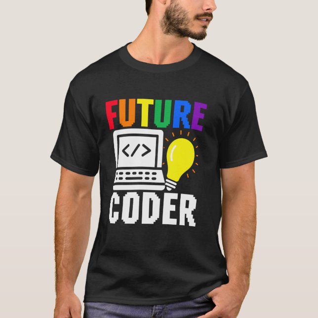 Cute Future Coder Kid's Career Computer Programmer T-Shirt (Front)