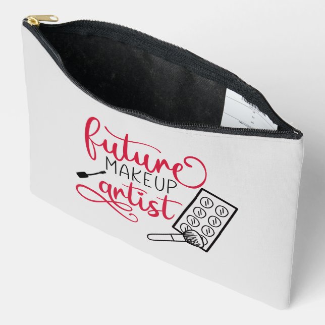 Cute future makeup artist word art accessory pouch (Open)