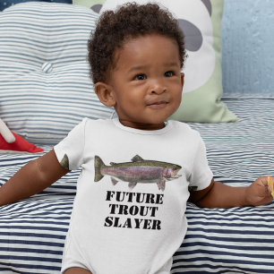 Cute Future Rainbow Trout Slayer Fishing Baby Bodysuit