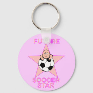 Cute Future Soccer Star Pink Key Ring