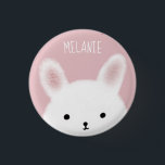 Cute Fuzzy Bunny Pink Personalised 3 Cm Round Badge<br><div class="desc">Adorable fuzzy bunny pink personalised button.</div>