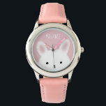 Cute Fuzzy Bunny Pink Personalised Watch<br><div class="desc">Adorable fuzzy bunny pink personalised girl's watch.</div>