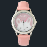 Cute Fuzzy Bunny Pink Personalised Watch<br><div class="desc">Adorable fuzzy bunny pink personalised girl's watch.</div>