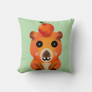 Cute Fuzzy Capybara with Orange Kawaii Animal Ar Cushion