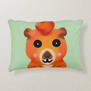 Cute Fuzzy Capybara with Orange Kawaii Animal Ar Decorative Cushion