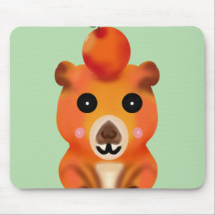 Cute Fuzzy Capybara with Orange   Kawaii Animal Ar Mouse Mat