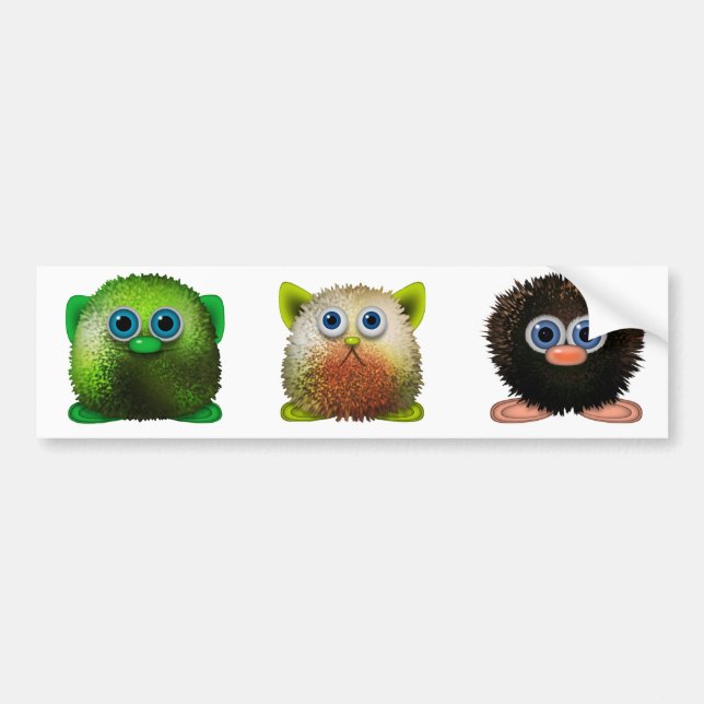 Cute Fuzzy Cartoon Character Art for All Bumper Sticker (Front)