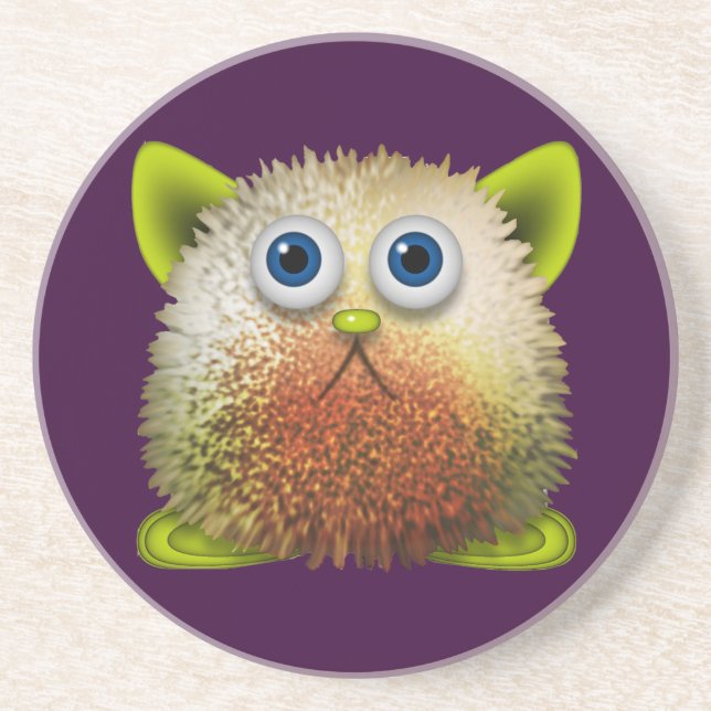 Cute Fuzzy Cartoon Character Art for All Coaster (Front)