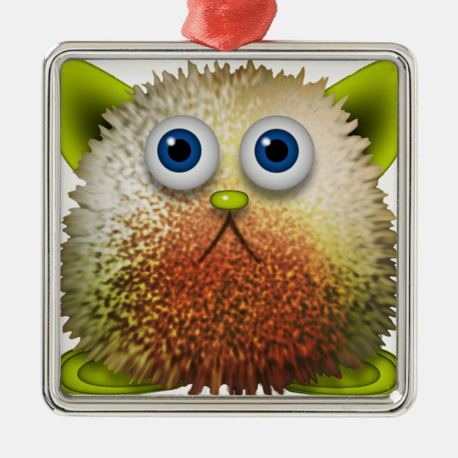 Cute Fuzzy Cartoon Character Art for All Metal Tree Decoration (Front)