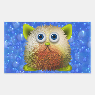 Cute Fuzzy Cartoon Character Art for All Rectangular Sticker