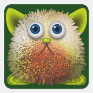Cute Fuzzy Cartoon Character Art for All Square Sticker