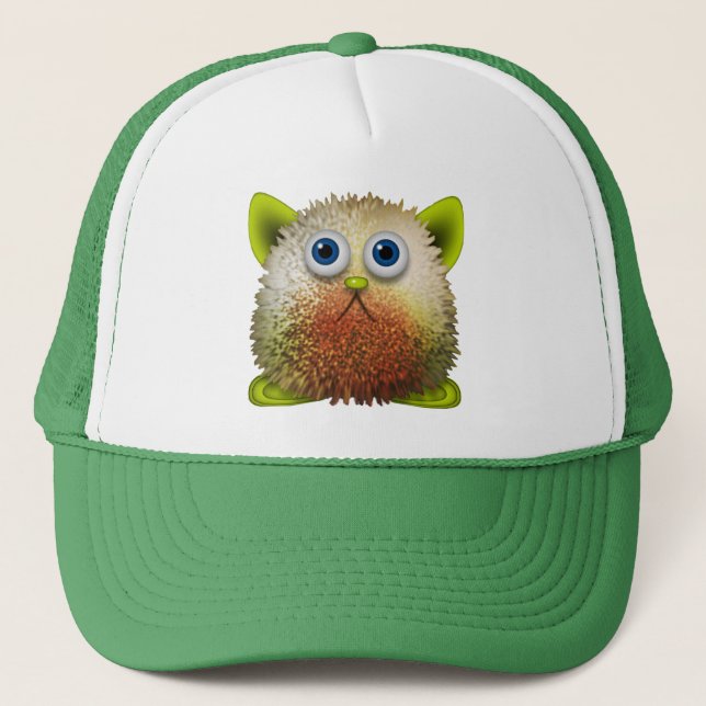Cute Fuzzy Cartoon Character Art for All Trucker Hat (Front)