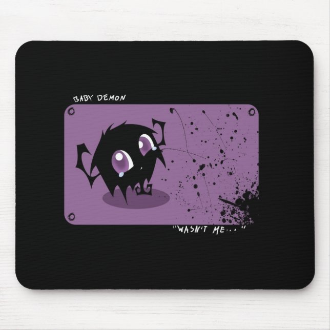 Cute Fuzzy Demon Cartoon Mouse Mat (Front)