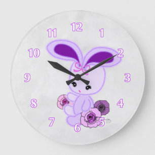 Cute Fuzzy Gothic Bunny Large Clock
