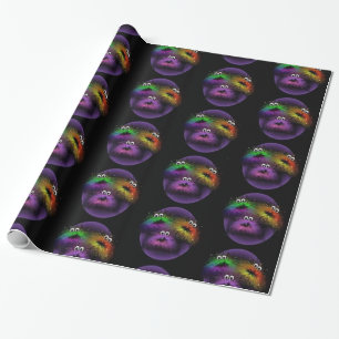 Cute Fuzzy Rainbow Critters Wrapping Paper