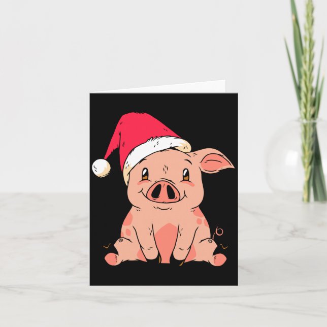 Cute G With Santa Claus Hat Christmas Long Sleeve  Card (Front)