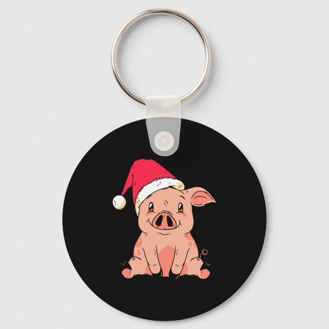 Cute G With Santa Claus Hat Christmas Long Sleeve  Key Ring (Front)