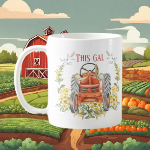 cute gal loving tractor add text coffee mug