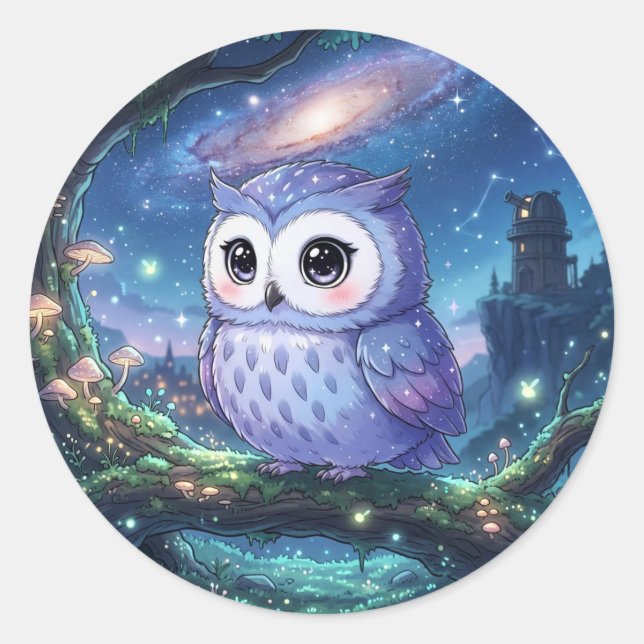 Cute Galaxy Owl Sticker (Front)