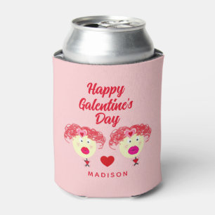 Cute Galentine's Day Best Friends Personalized Can Cooler