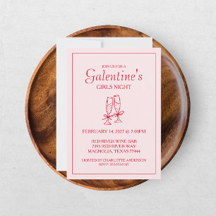 Cute Galentine's Day XOXO Pink Red  Holiday Card