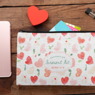 Cute Galentine's Survival Kit   Monogram Accessory Pouch