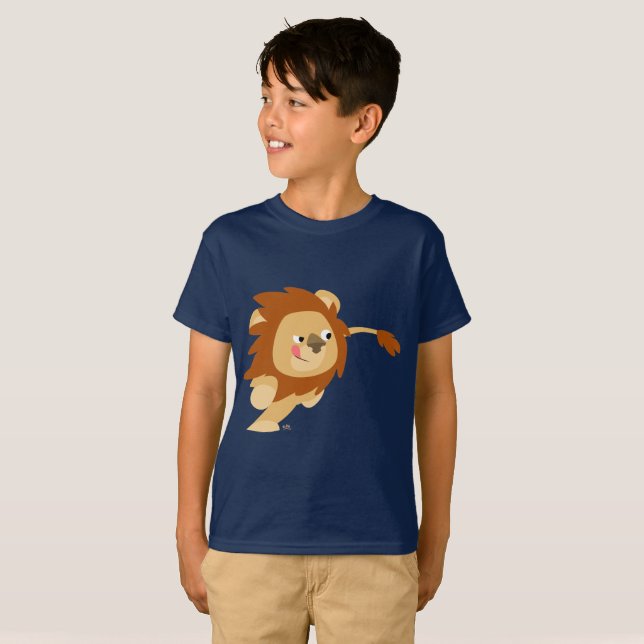Cute Galloping Cartoon Lion Children T-Shirt (Front Full)