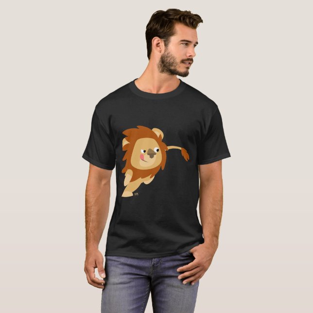 Cute Galloping Cartoon Lion T-Shirt (Front Full)