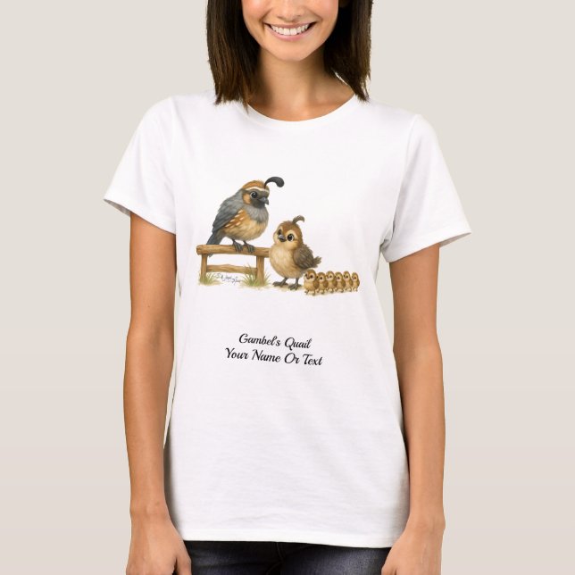 Cute Gambel’s Quail Covey  T-Shirt (Front)