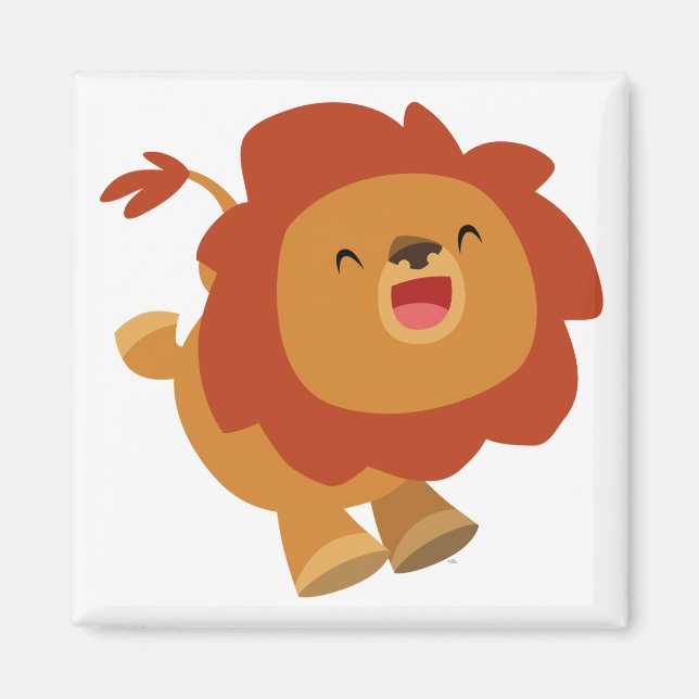 Cute Gamboling Cartoon Lion Magnet (Front)