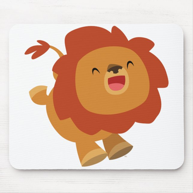 Cute Gamboling Cartoon Lion Mousepad (Front)