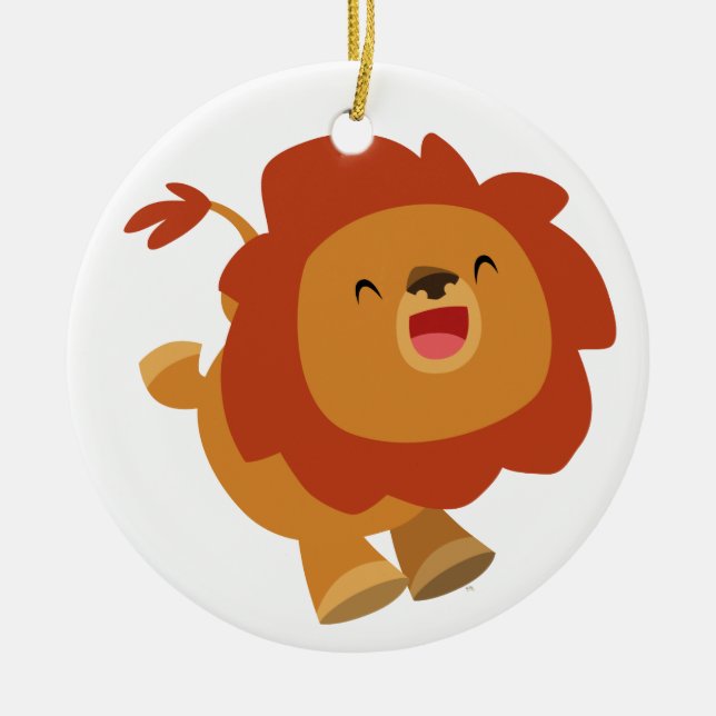 Cute Gamboling Cartoon Lion Ornament (Front)