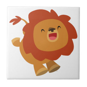 Cute Gamboling Cartoon Lion Tile