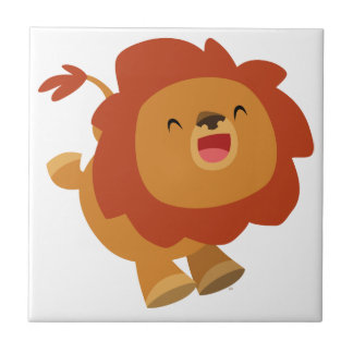 Cute Gamboling Cartoon Lion Tile