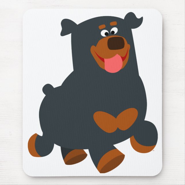 Cute Gamboling Cartoon Rottweiler Mousepad (Front)