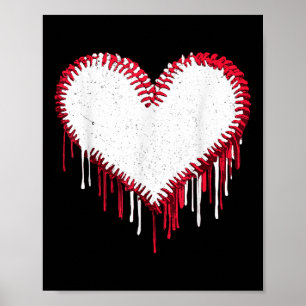 Cute Game Day Baseball Softball Heart Funny Sport Poster