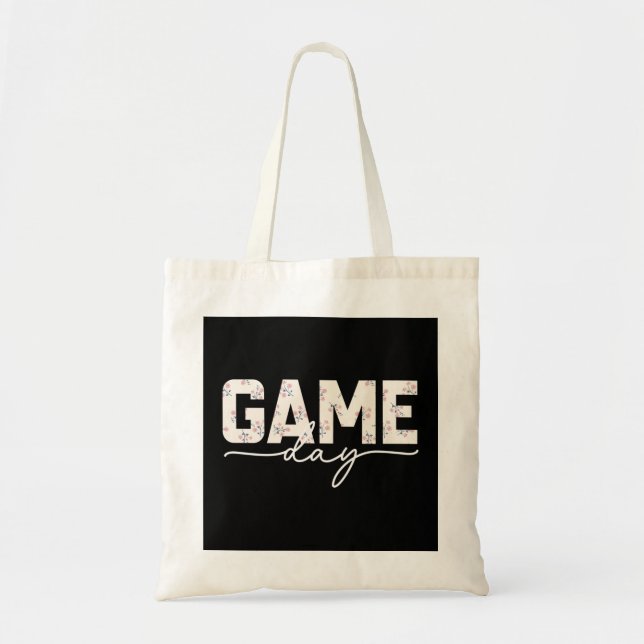 Cute Game Day Spirit Light Floral Sports Soccer Fo Tote Bag (Front)