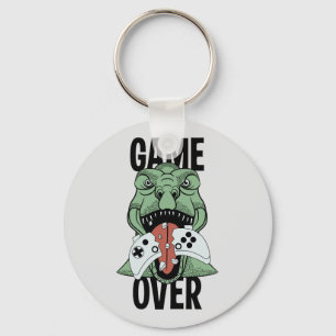 Cute Game Over T-Rex Dinosaur Video Gamers' Key Ring