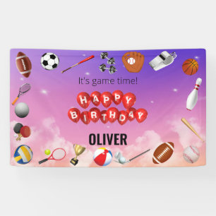 Cute Game Time Sports Balls Kids Birthday Welcome Banner