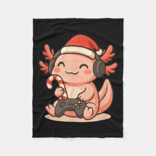 Cute Gamer Axolotl Christmas Design  Fleece Blanket