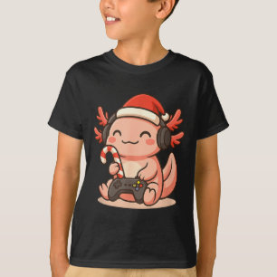 Cute Gamer Axolotl Christmas Design T-Shirt