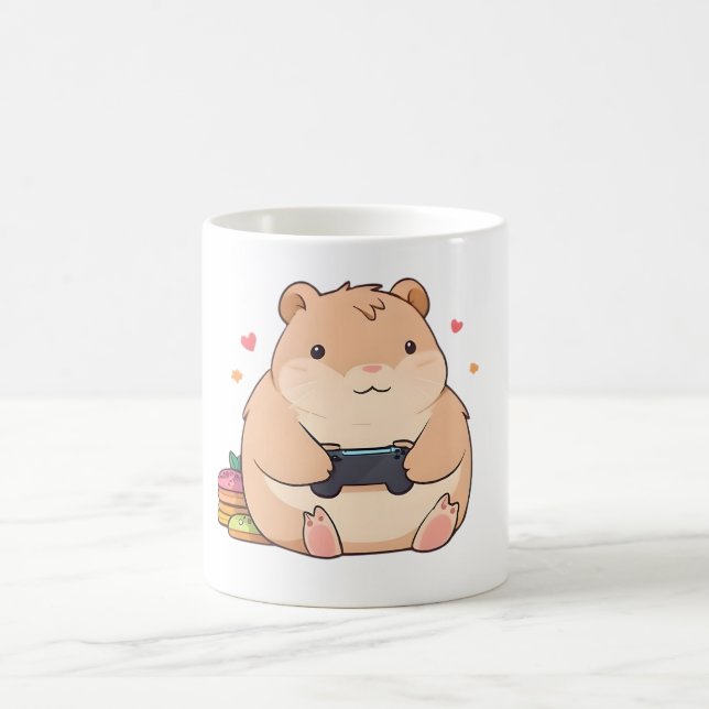 Cute Gamer Capybara Kawaii Design Coffee Mug (Center)