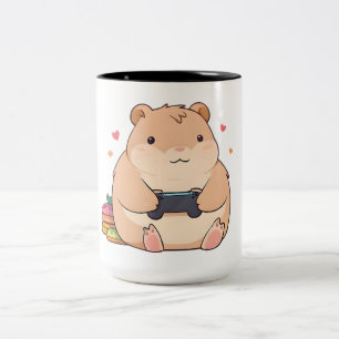 Cute Gamer Capybara Kawaii Design Two-Tone Coffee Mug