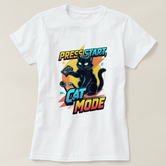 Cute Gamer Cat | Funny Feline Streamer Kitty T-Shirt (Design Front)