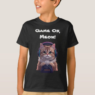 Cute Gamer Cat Kids T-Shirt – Funny Gaming Kitten