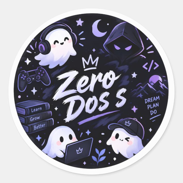 Cute Gamer Ghost Zero Doss Sticker - Aesthetic Cod (Front)