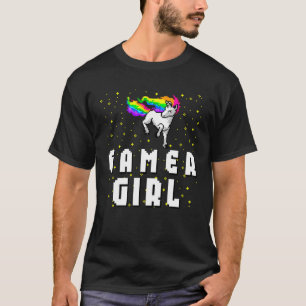 Cute Gamer Girl Galaxy Rainbow Unicorn Video Game T-Shirt