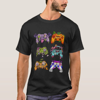 Cute Gamer Halloween Game Controller Skeleton Zomb T-Shirt