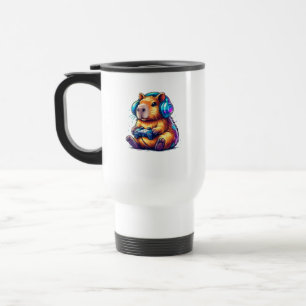 Cute Gaming Capybara Travel Mug